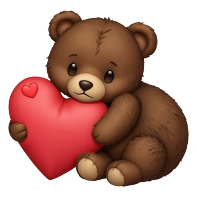 Dark brown sleeping teddy bear with heart  sticker