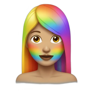 women with rainbow face sticker