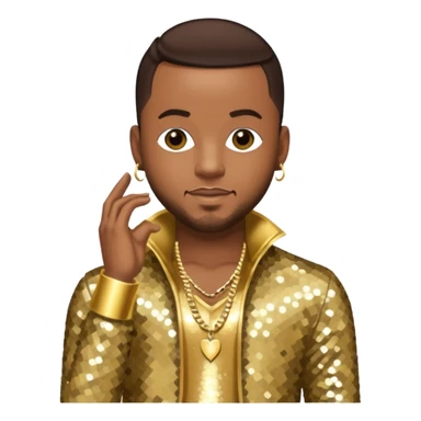 Pleasure P, R&B Singer from Pretty Ricky with dark brown hair, gold sequin outfit sticker