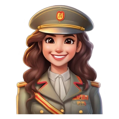 Spanish Lieutenant abadin, is a young girl that always is smailing, su color de pelo oscuro pero su piel clara sticker
