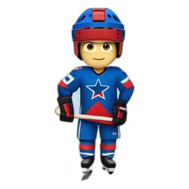hockey player wearing blue helmet with red star sticker