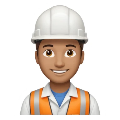 25-year-old man, engineering graduate, dark brown eyes, white hard hat, and light brown skin tone sticker