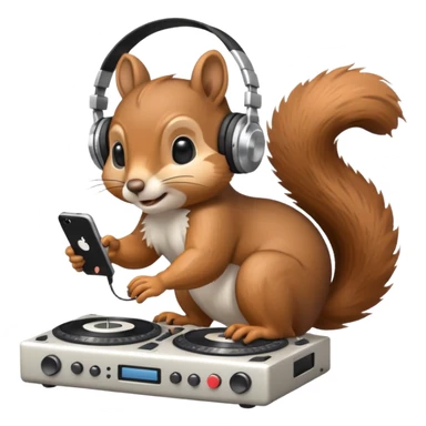 squirrel DJ with headphones sticker
