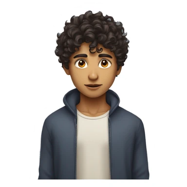 young handsome Indian boy with messy fringe curly hair  and fair white  skin with sharp jawline and small eyes sticker