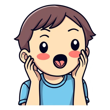 Hands in front face while sticking tongue out sticker