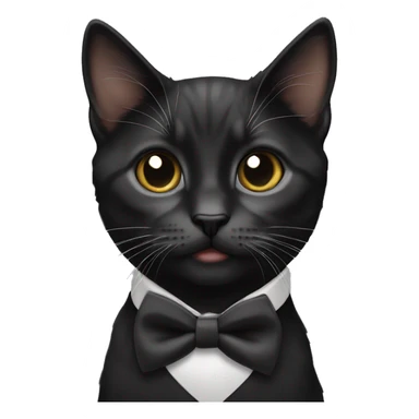 Kitten black with white whiskers and a bow tie collar sticker
