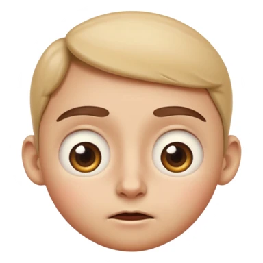  Apple emoji style, high clarity slightly widened eyes, subtle tension around eyes, small tight curved-down mouth, eyebrows raised inward, expression of quiet worry sticker