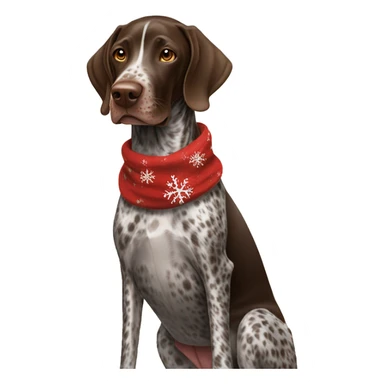 German shorthaired pointer wearing a Christmas scarf sticker