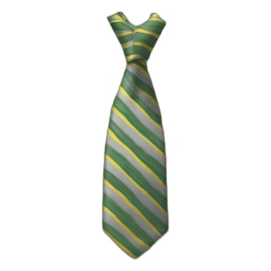 a tie with green and grey strips and yellow lines sticker