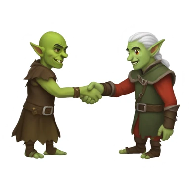 orc and elf shacking hands sticker