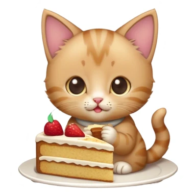 Kitten eating cake sticker