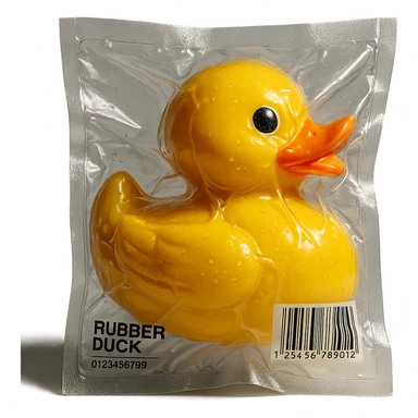 vacuum-sealed rubber duck, shiny and squished sticker