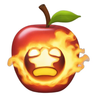 Black apple on fire sticker