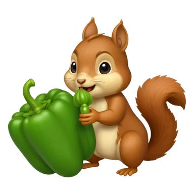 Squirrel eating a bell pepper sticker