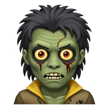 Zumbi com cabelo preto de tamanho médio e roupa preta (Masculino) sticker