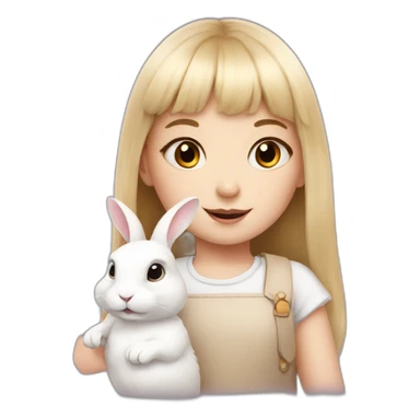 white rabbit with a little girl with bangs sticker