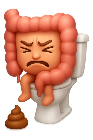 EMOJI STILE IPHONE 3D DI UN INTESTINO CHE sta seduto sul wc e davanti ha una montagnetta di feci a palline stile emoji iphone, fallo senza naso e FAGLI UN ESPRESSIONE di dolore mentre si sforza E FALLO MOLTO REALISTICO IN 3D sticker