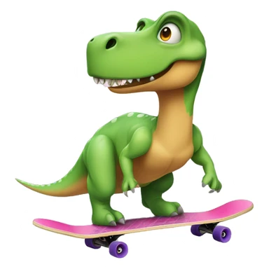 dinosaur on a skateboard with a bow on it’s head sticker