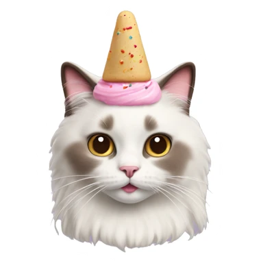 Ragdoll cat with icecream on head and sprinkles  sticker