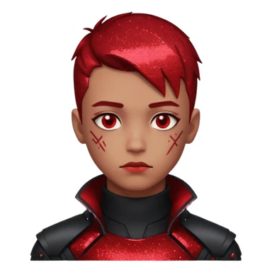 red glitter cyberpunk boy sticker