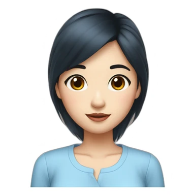 Evelyn Cathy Widjaja - asian black hair girl - blue armless shirt sticker