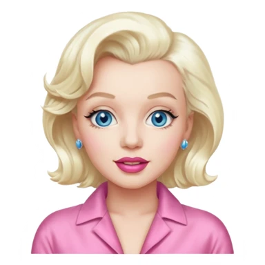Marilyn Monroe with blue eyes, platinum blonde hair, pink outfit sticker