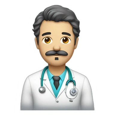 Doctor, sleepy, mustache and little beard on face sticker