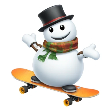 Snowman riding a skateboard  sticker