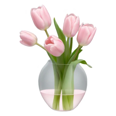 Pale pink tulips stem in clear vase sticker