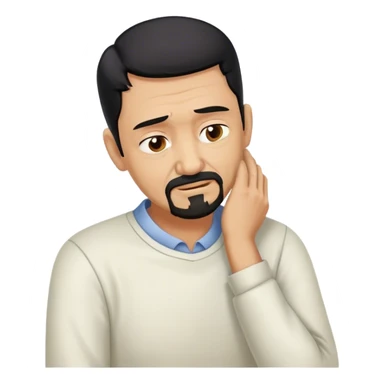 Older Man with black hair and goatee holding neck bent over in pain sticker