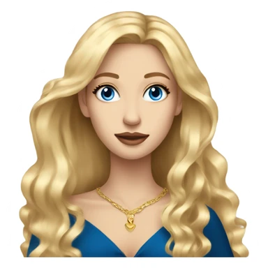 Beautiful skinny woman long blonde hair in dark dress with blue eyes gold earrings with book  sticker