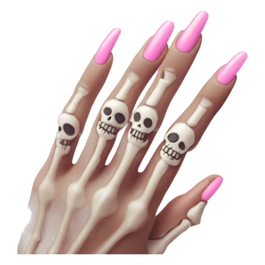 Skeleton hand 5 fingers with pink polish nails minimalistic  sticker