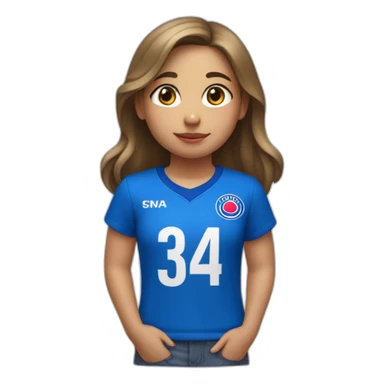 Una niña con una playera que en la playera diga cruz azul  sticker