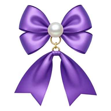 Purple bow with  hanging pearl sticker