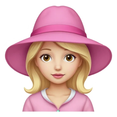 blonde girl wearing big pink hat sticker
