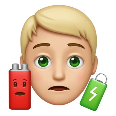 I want a emoji of low battery ang high battery, the low battery's collor is red and the high battery's color is green sticker