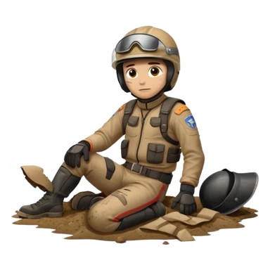 a motorcyclist lying on the ground who has just fallen sticker