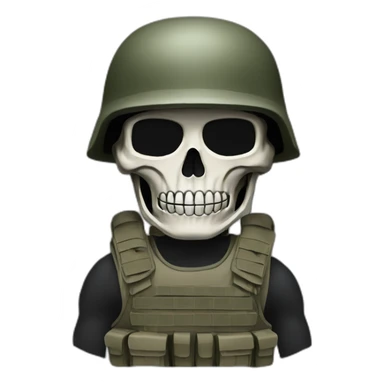 Military soldier with skeleton mask With black military gear sticker