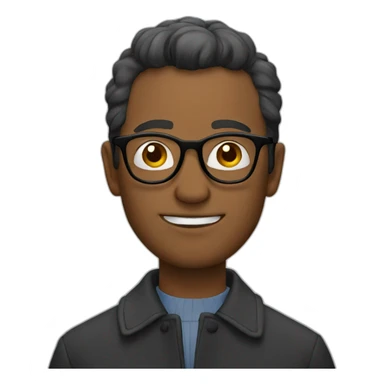 Man in round glasses and coat sticker