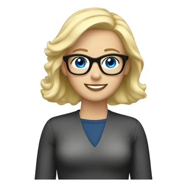 Blonde Caucasian woman blue eyes and black glasses waving sticker