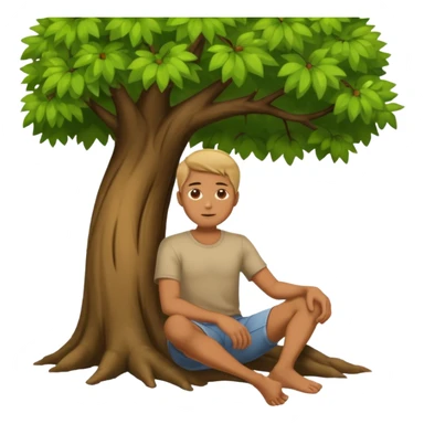 Lonely man sitting under a tree sticker