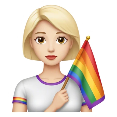woman with lgbt flag sticker