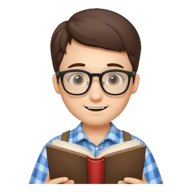A nerd with braces and glasses reading a book. sticker