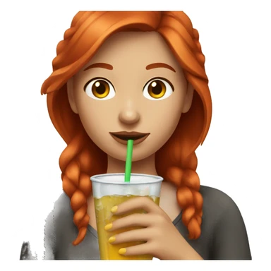 red haired young woman having a drink sticker