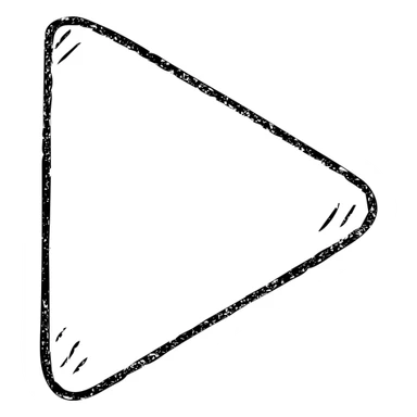 hand drawn outlined play button icon, bold lines, slightly imperfect triangle sticker