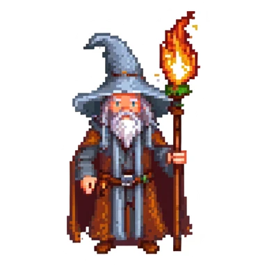 Gandalf wizard surrounded by fire sticker
