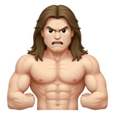 angry long hairedman with torso sticker