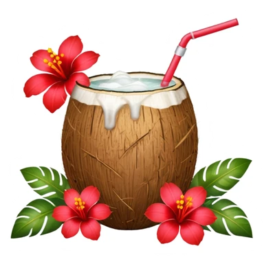 coconut drink with red flowers sticker