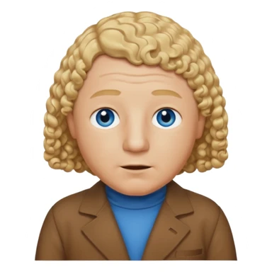 Curly Howard from the Three Stooges with blue eyes, blonde hair, brown outfit sticker