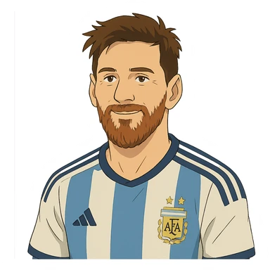 ghibli style illustration of Lionel Messi sticker